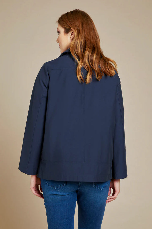 Luisa Viola - Trench blu in tessuto tecnico. Chiusura con bottoni. Collo a rever. - shopmonicamoda