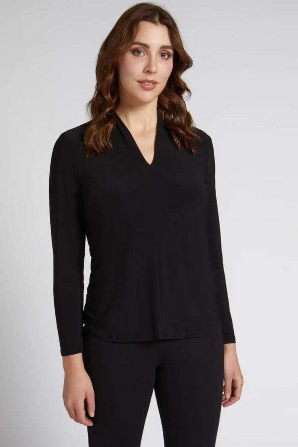 Luisa Viola - Maglia nera in jersey scollo a V - shopmonicamoda