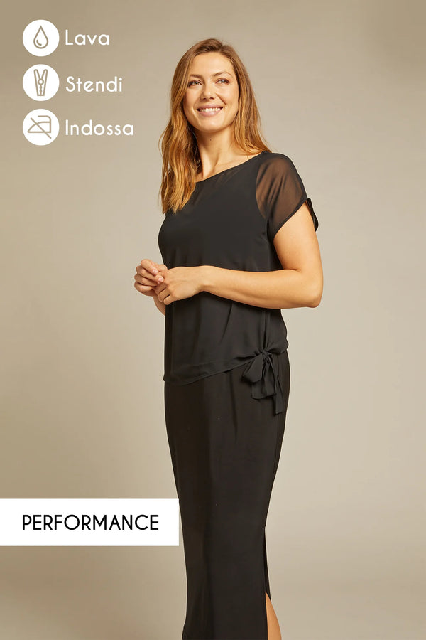 Luisa Viola - Abito blu notte in jersey e georgette - shopmonicamoda