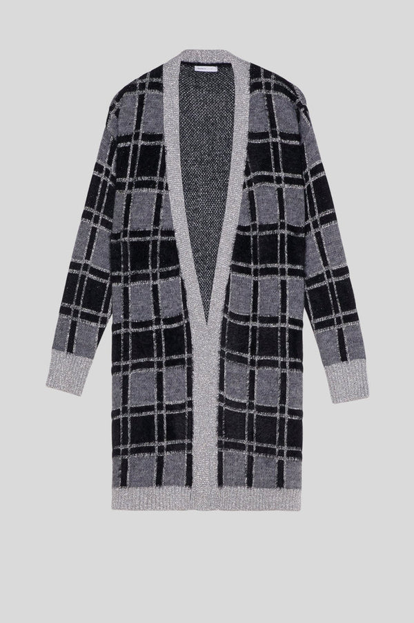 Luisa Viola - Cardigan con inserti in lurex e simil pelliccia jaquard - shopmonicamoda
