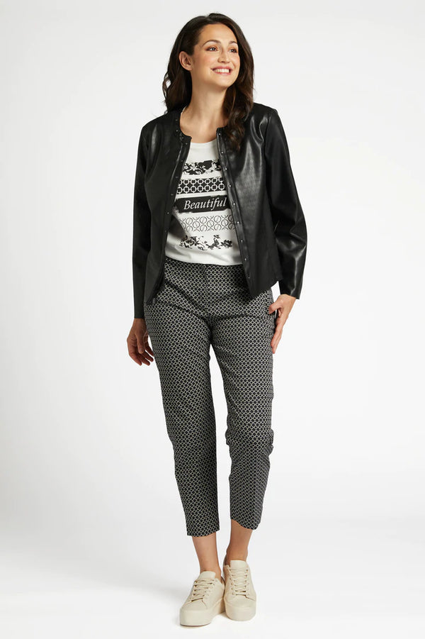 Luisa Viola - Giubbotto in simil pelle con lavorazione laserata - shopmonicamoda